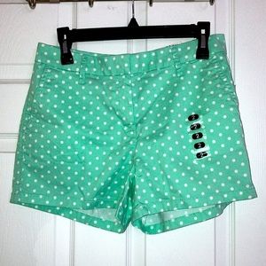 Elle Light Green White Polkadot Chino Shorts - Women’s Size 2
